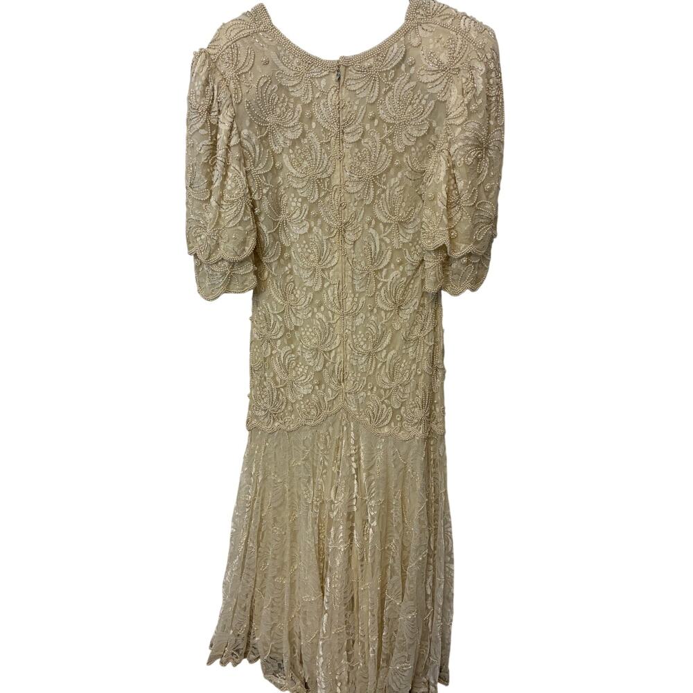 Vintage Judith Ann Lace Beaded Wedding Dress Women’s Sz M Faux Pearl Boho Lace - Picture 6 of 7